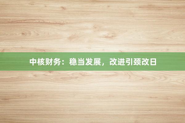中核财务：稳当发展，改进引颈改日